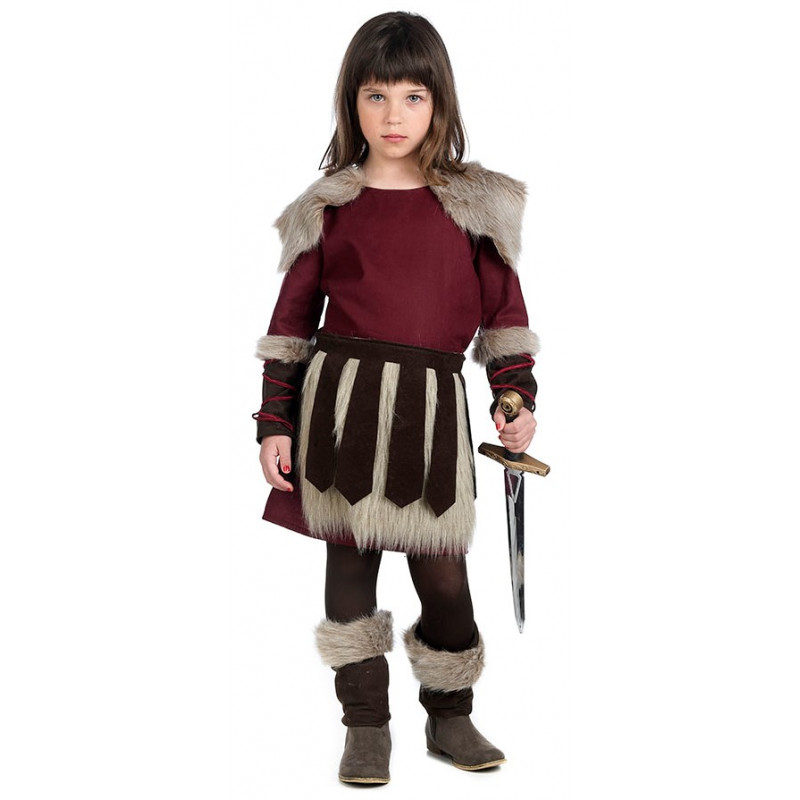 Frente a ti bestia Descortés Disfraz de Guerrera Vikinga Granate para Niña | Comprar