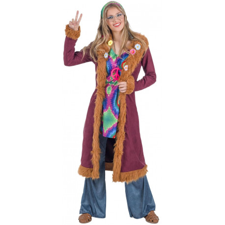 Disfraz de Hippie con Abrigo para Mujer