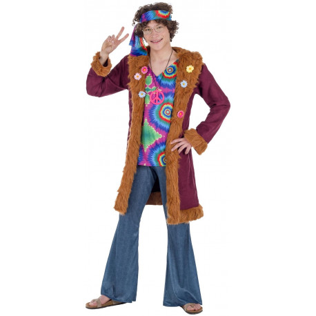 Disfraz de Hippie con Abrigo para Hombre