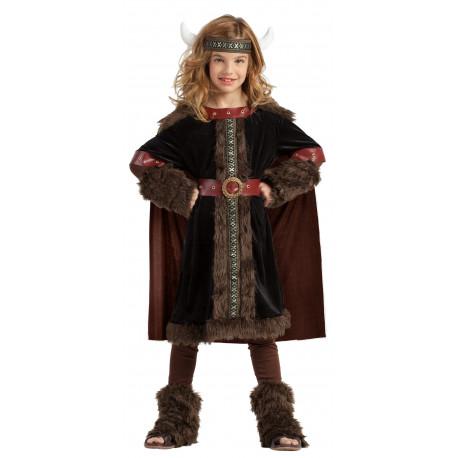 Disfraz de Guerrera Vikinga Negro para Niña