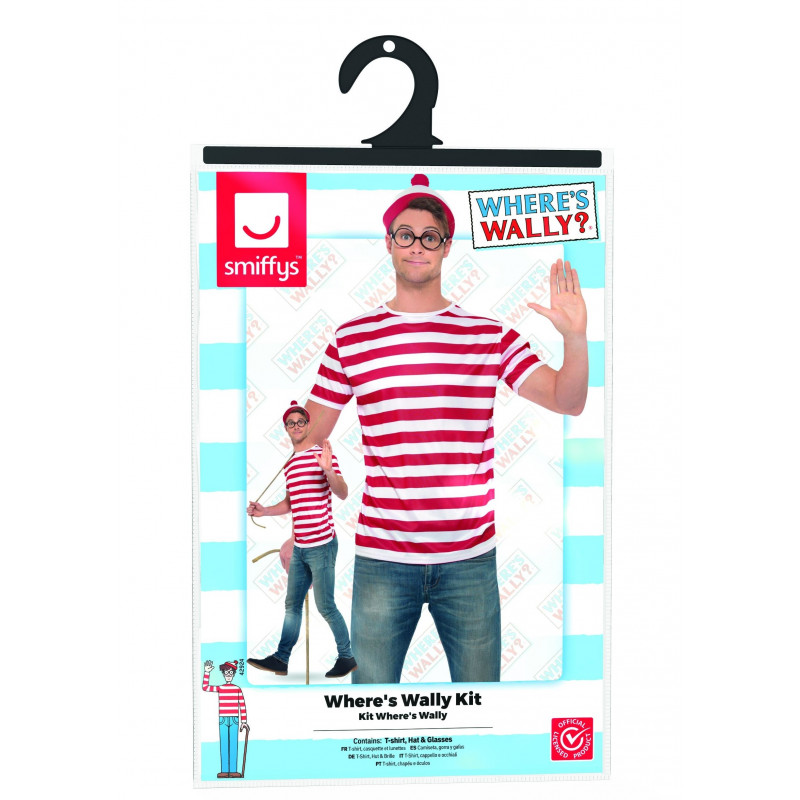 famoso Pulido mordedura Kit de Disfraz de Wally con Camiseta, Gafas y Gorro | Comprar
