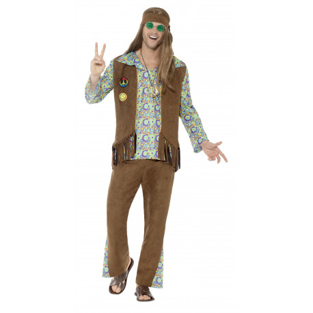 Disfraz de Hippie Psicodélico Marrón para Hombre