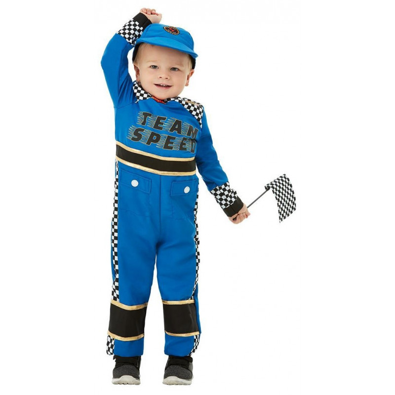 Disfraz de Piloto de Carreras Azul para Bebé