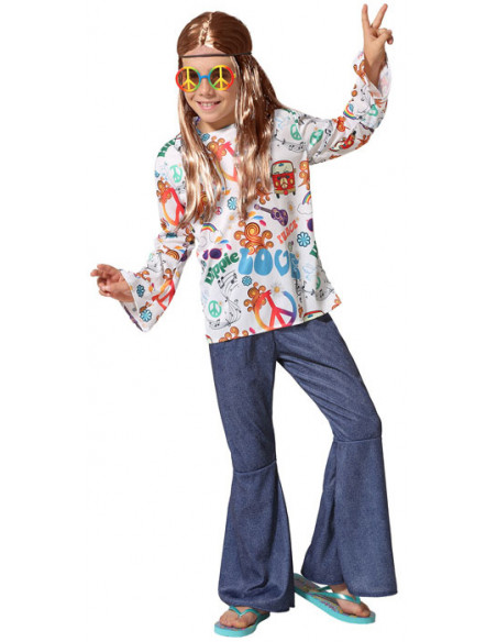 mano Colectivo Primitivo Disfraz de Hippie Jeans Estampado para Niño | Comprar
