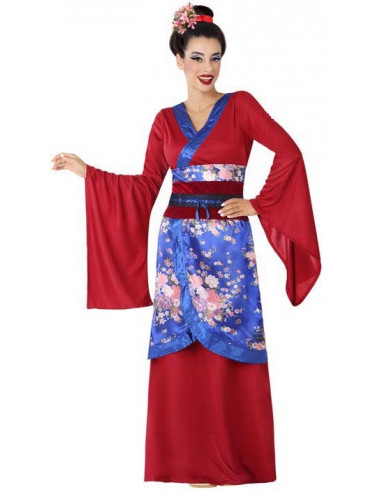 Disfraz de Geisha Granate y Azul para...