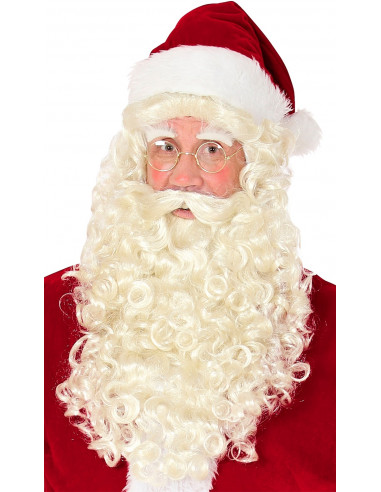 Juego de Peluca y Barba de Papa Noel Blanco Barba de Santa Peluca Papá Noel Natural,Peluca y Barba Navidad Papá Noel Santa Claus