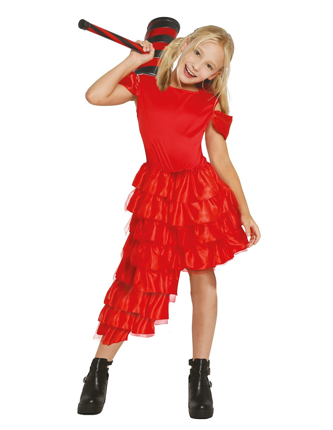 Disfraz de Arlequina Roja y Negra para Niña