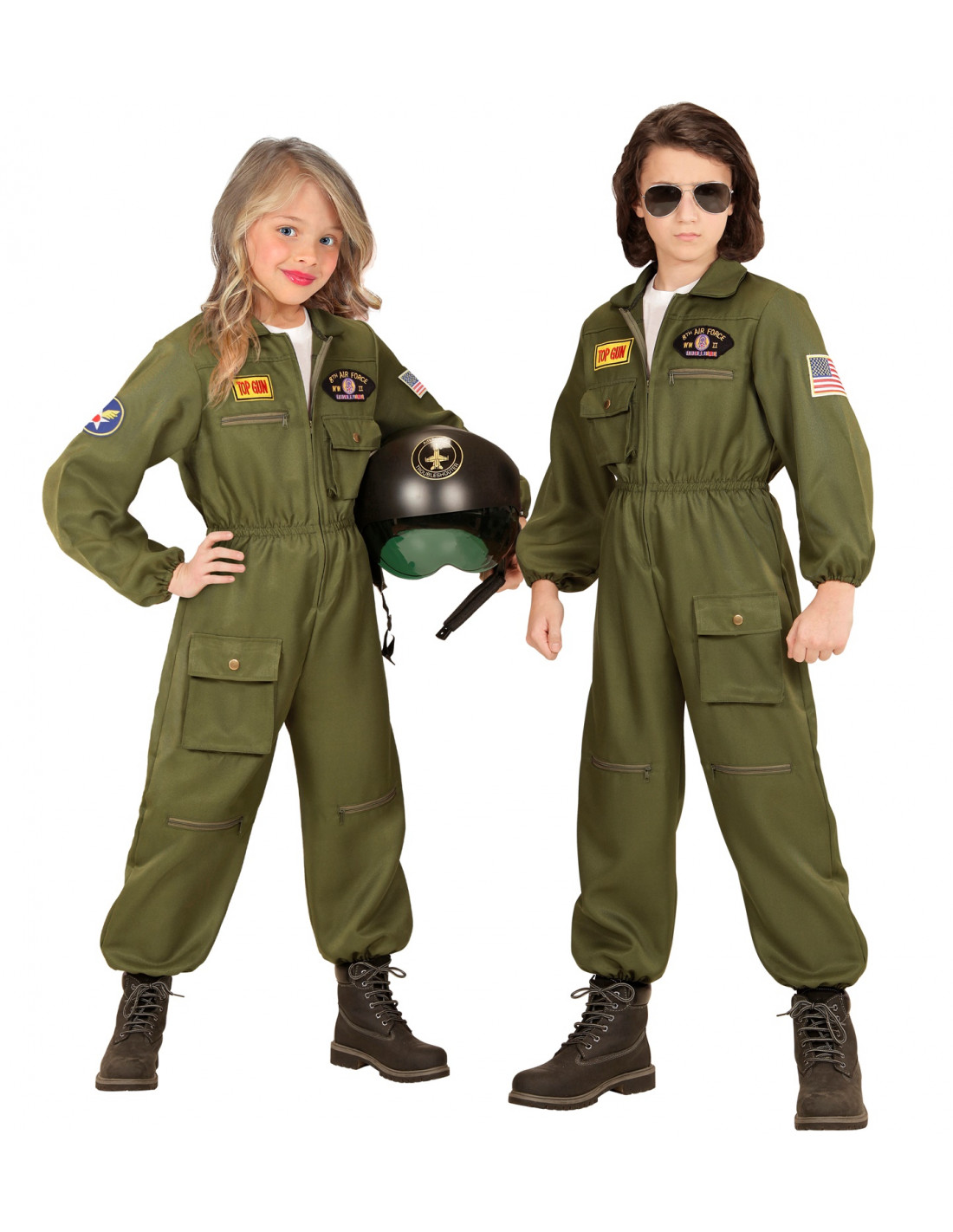 Disfraz de piloto de combate para niños, traje de vuelo de la Fuerza Aérea,  disfraz de juego de rol con accesorios de aviador para niñas y niños
