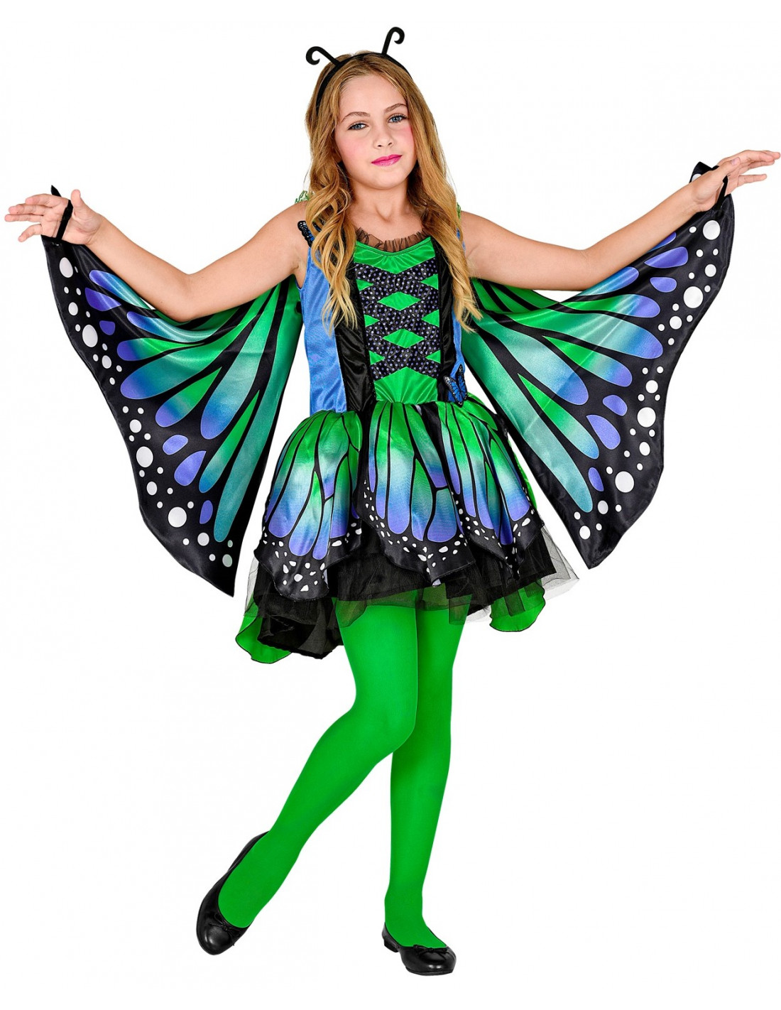 Disfraz de con Alas Verde y Azul para Niña | Comprar Online