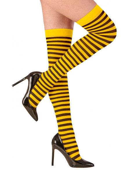  COUVER Calcetines altos a la rodilla a rayas amarillas doradas  para mujer, Amarillo dorado/Negro/Azul : Ropa, Zapatos y Joyería