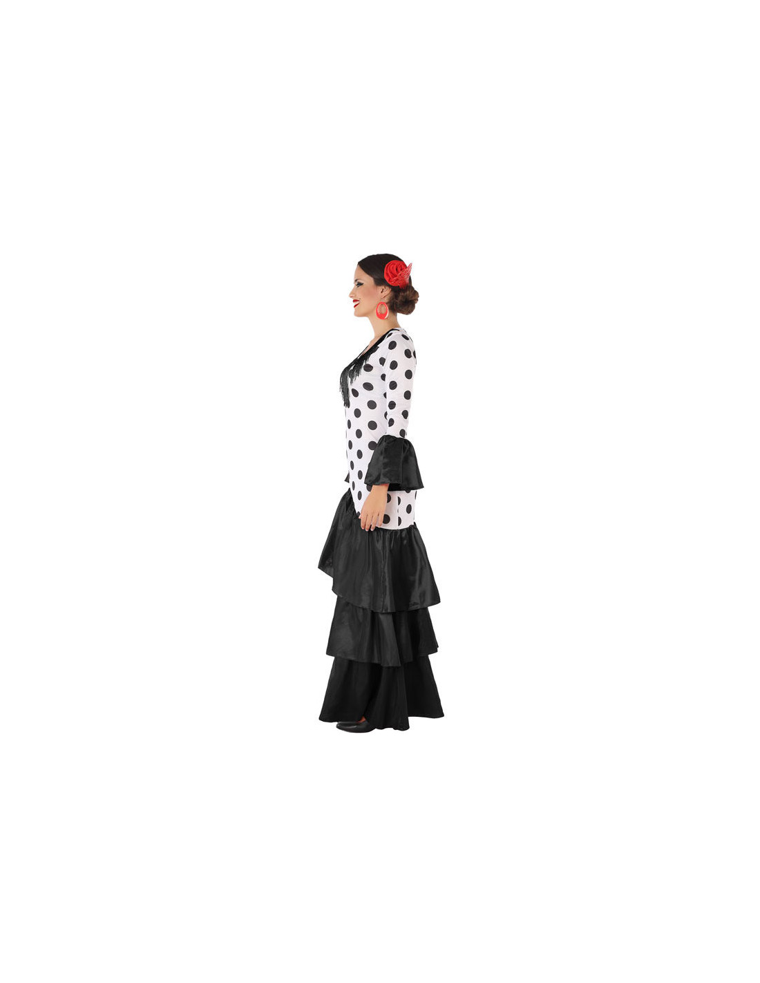 Disfraz de Flamenca Blanco con Volantes Negros para Mujer