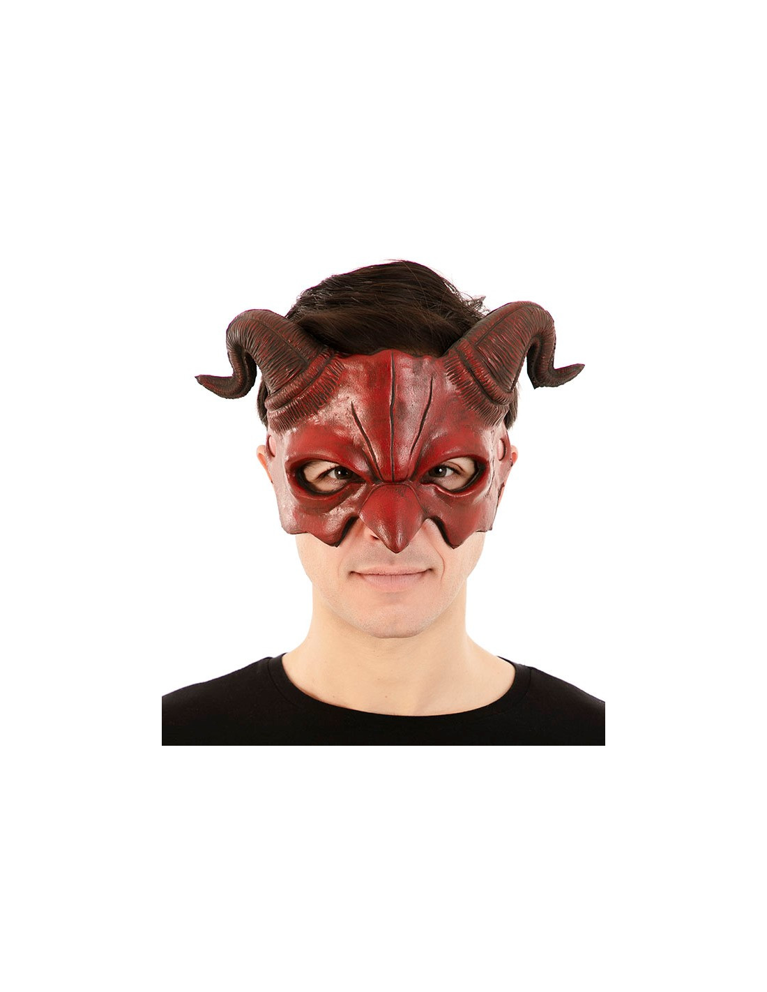 Coordinar Rápido bolígrafo Media Máscara de Diablo Rojo con Cuernos de Goma EVA | Comprar Online