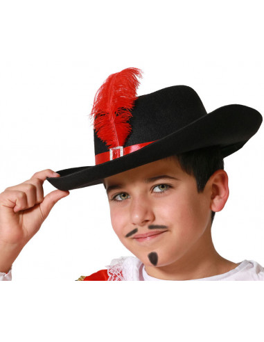 Sombrero de Mosquetero con Pluma Roja...