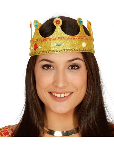 Corona de Reina Dorada con Pedrería