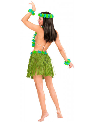 Falda Hawaiana Verde con y Pulseras |