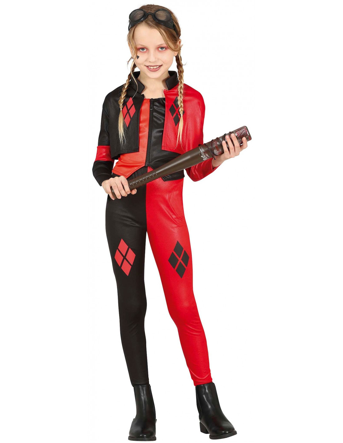 Disfraz de Harley Quinn Roja y Negra para Niña | Comprar Online