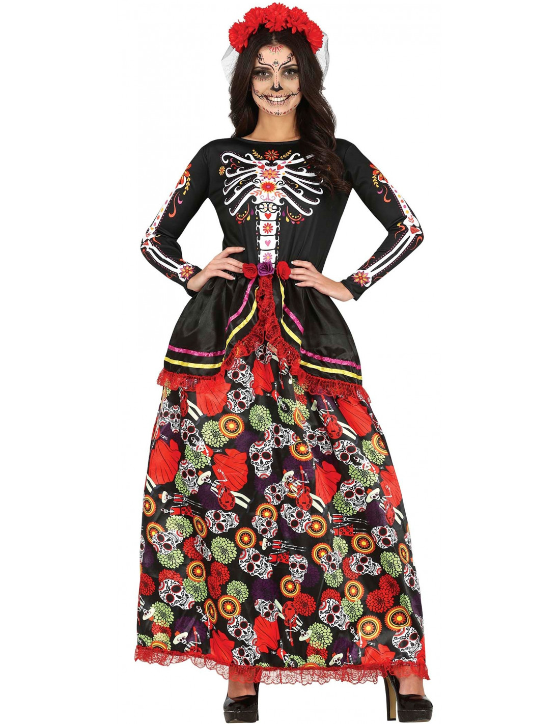 Disfraz de Catrina Muerte Mexicana Largo Mujer | Comprar Online
