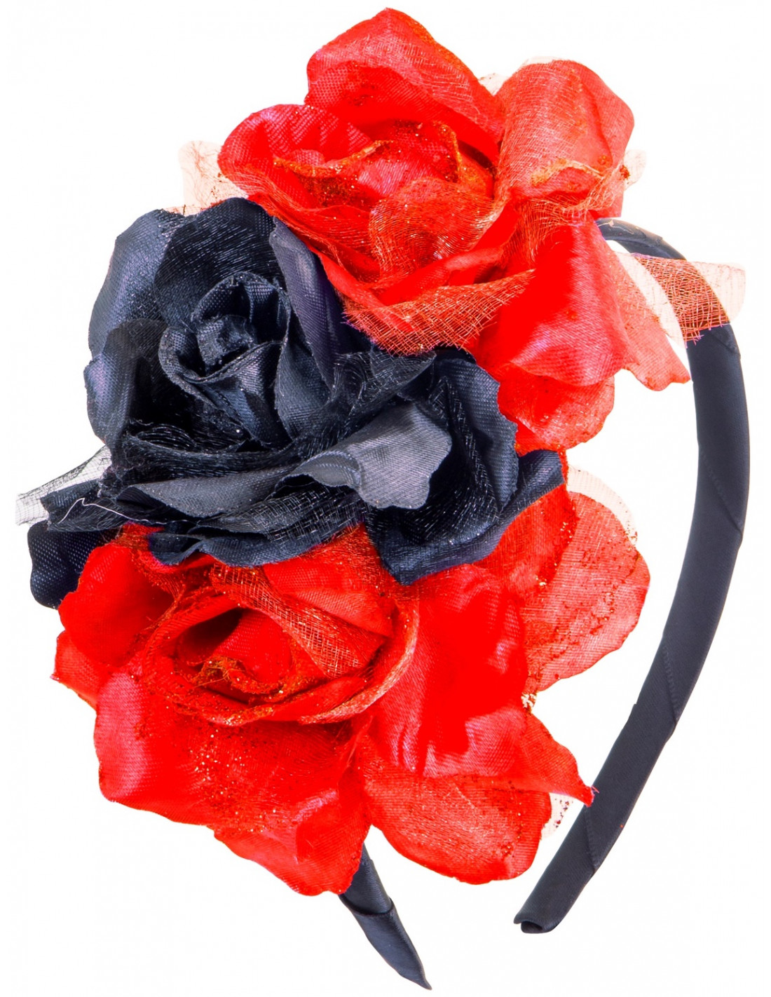 Diadema de Catrina con Flores Rojas y Negras | Comprar Online