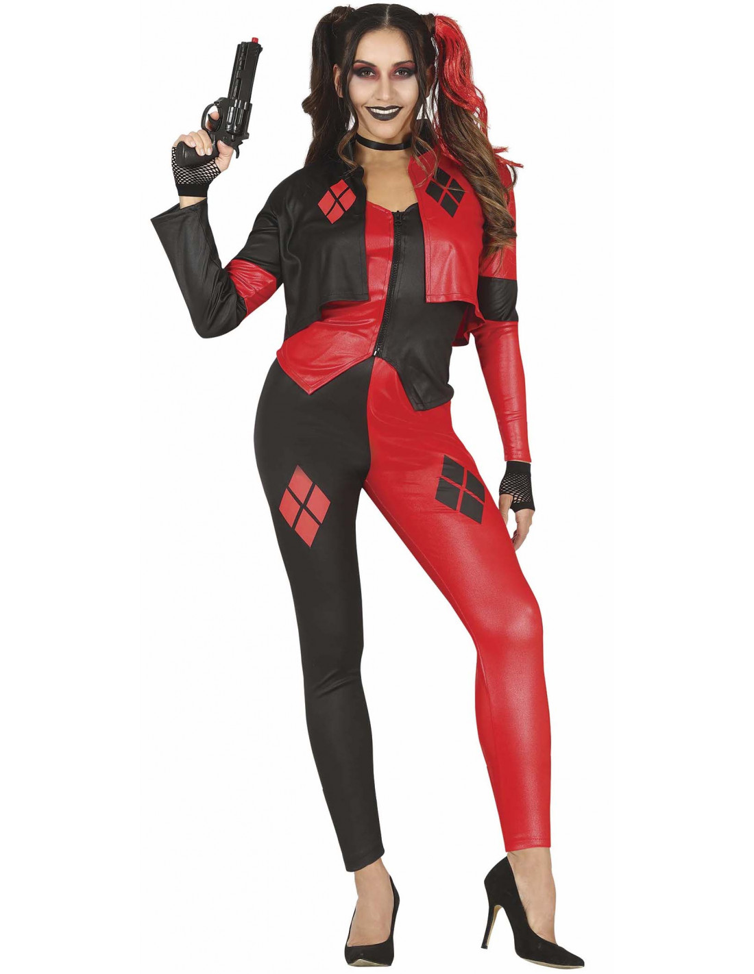 taburete Entender Mecánico Disfraz de Harley Quinn Roja y Negra para Mujer | Comprar Online