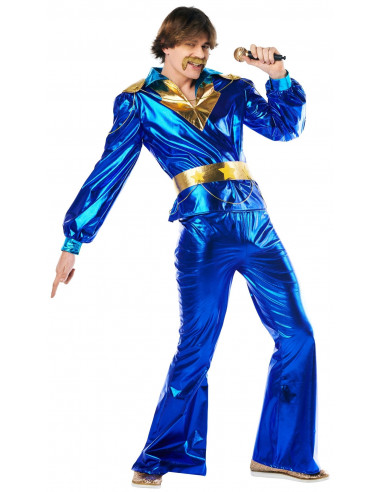Disfraz Disco Años 70 Azul y Dorado...