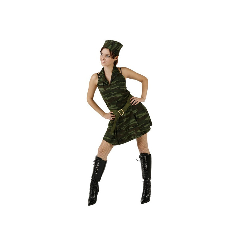 Disfraz de Soldado Militar Corto para Mujer