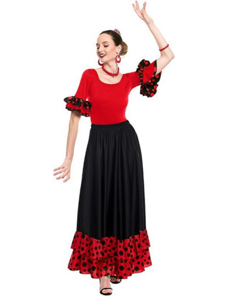Comprar Falda Sevillana con Lunares Rojo - Disfraces de Sevillana para Mujer