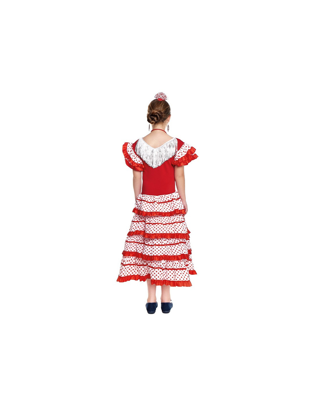 Disfraz de Sevillana Blanco y Rojo para Niña