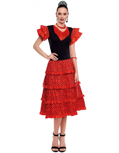 Disfraz de Flamenca Negro y Rojo para...