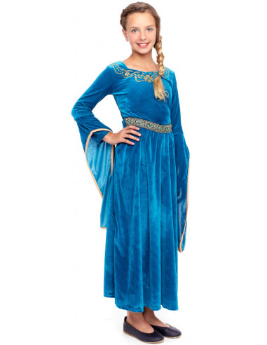 Disfraz de Dama Medieval Azul para Niña