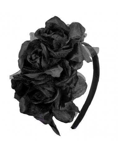 Diadema de Catrina con Rosas Negras