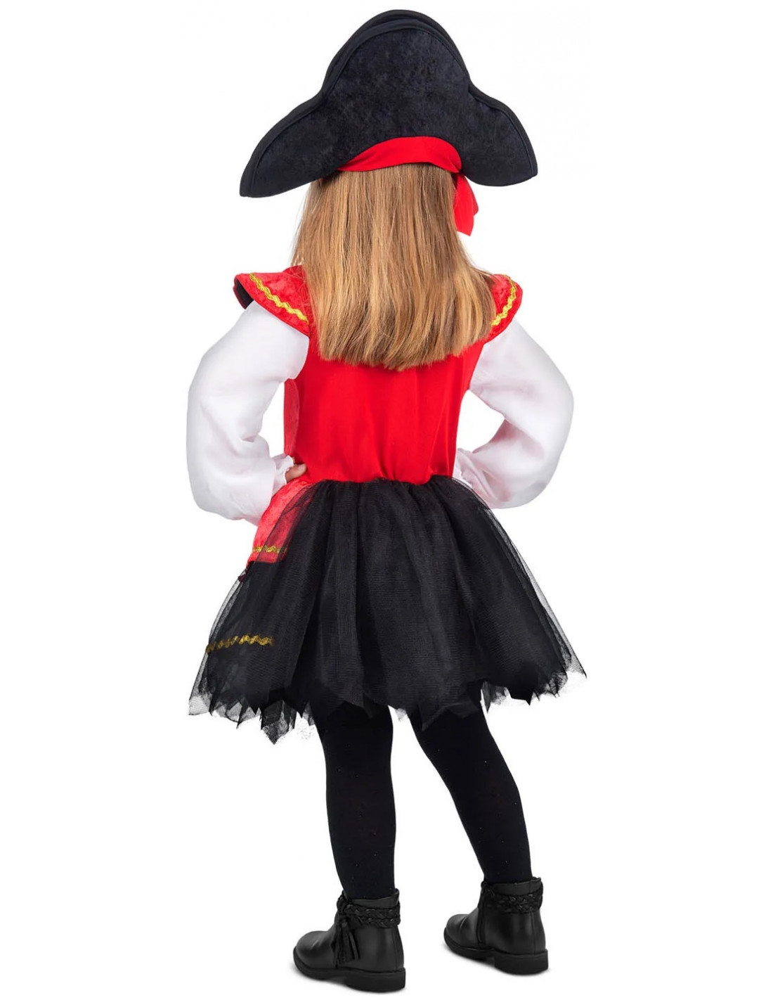 Disfraz de Pirata Rojo para Niña con Falda de Tul