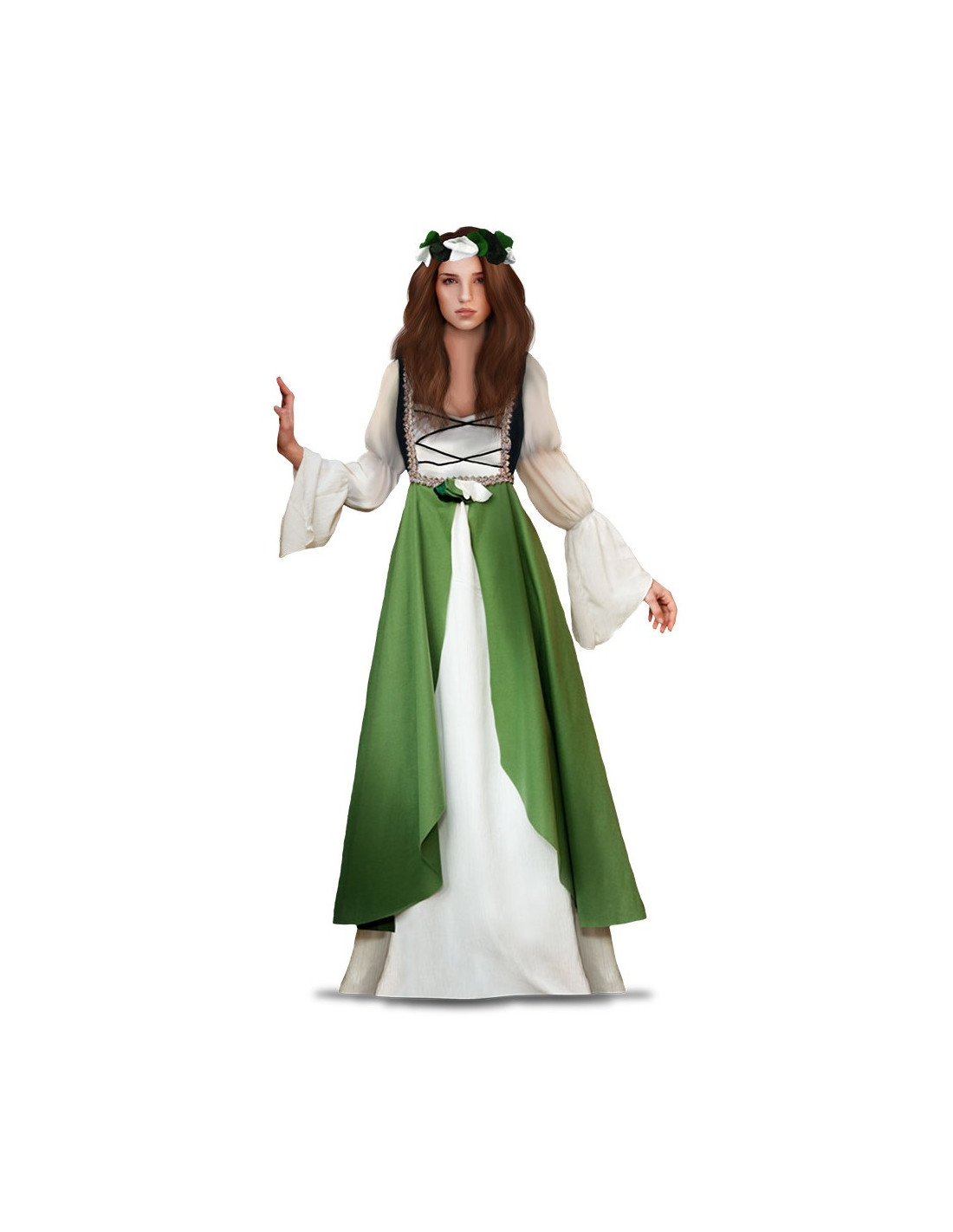 Disfraz de Doncella Medieval Verde para Mujer