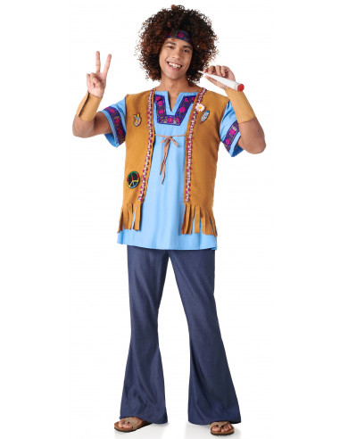 Disfraz de Hippie Azul con Chaleco...
