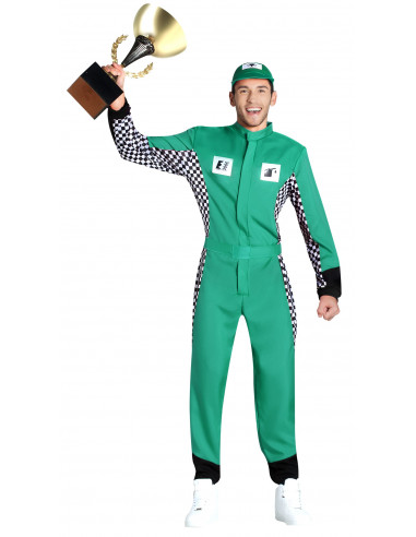 Disfraz de Piloto F1 Verde para Hombre