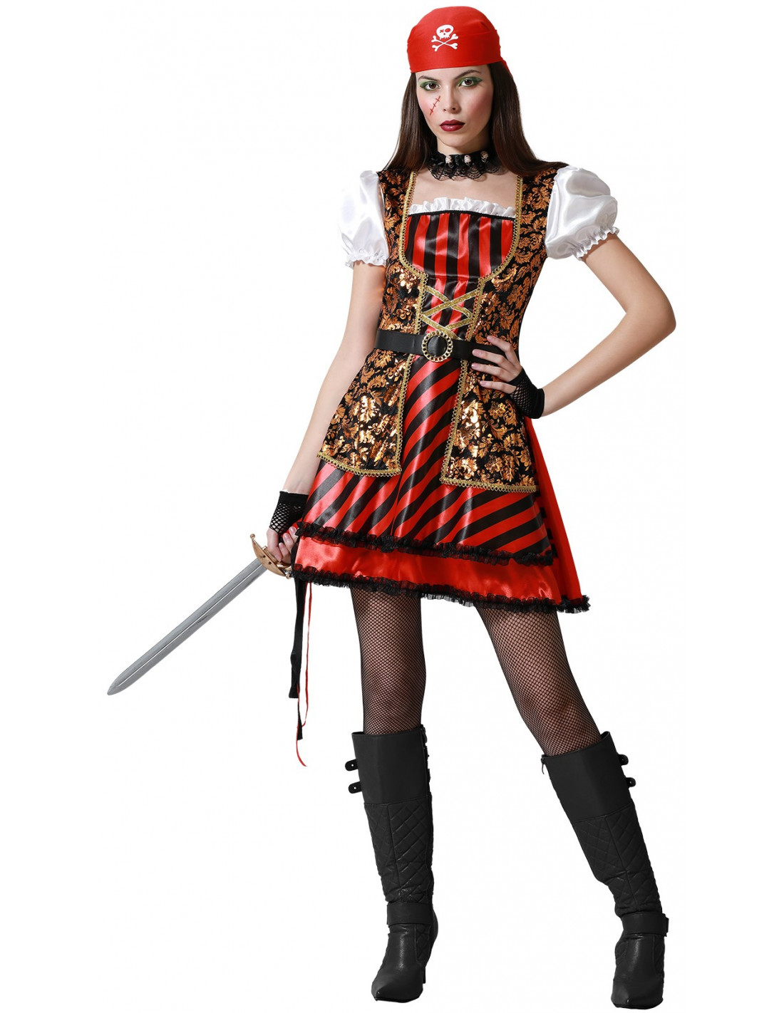 Vestido pirata mujer calaveras Halloween • Talla: M • Disfraces y