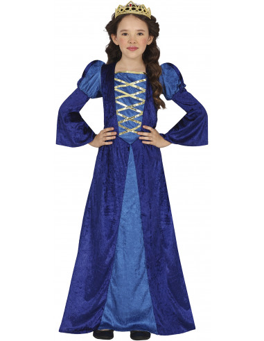 Disfraz de Reina Medieval Azul para Niña