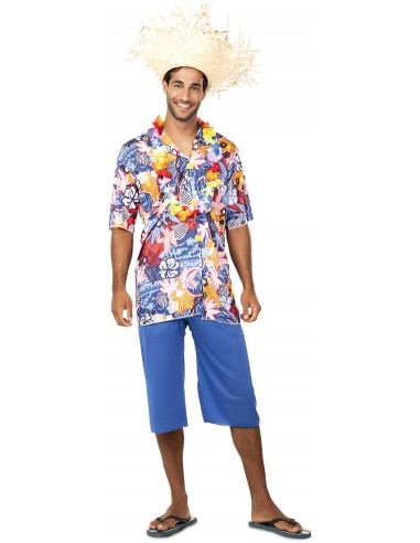 Disfraz de Hawaiano Azul para Hombre