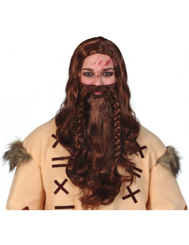 Peluca Castaña de Vikingo con Barba...
