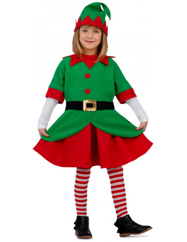 Disfraz de Elfa de Papá Noel para Niña