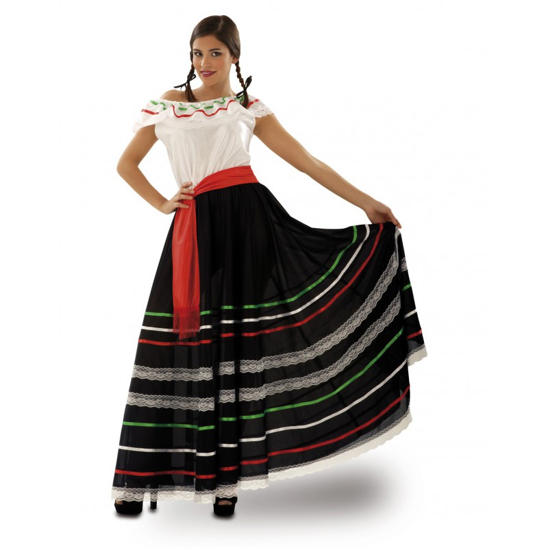 Zapatos antideslizantes Pedagogía Sin cabeza Disfraz de Mexicana con falda larga - Tienda disfraces