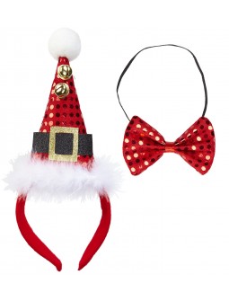 Mini Sombrero Papa Noel con pajarito y cascabeles