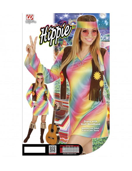 Disfraz de Hippie con chaleco para mujer
