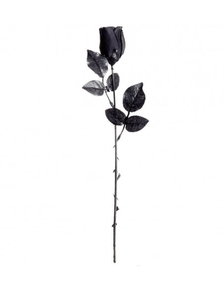 Rosa Negra de tela con tallo  