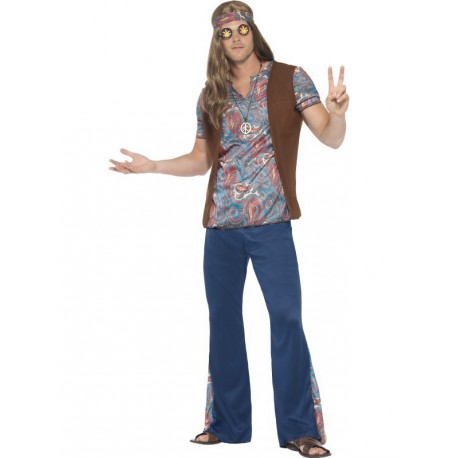 Disfraz de Hippie con colgante para hombre