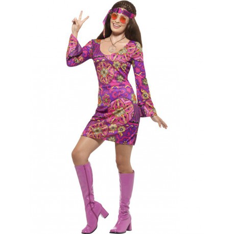 Disfraz de Hippie con colgante para mujer
