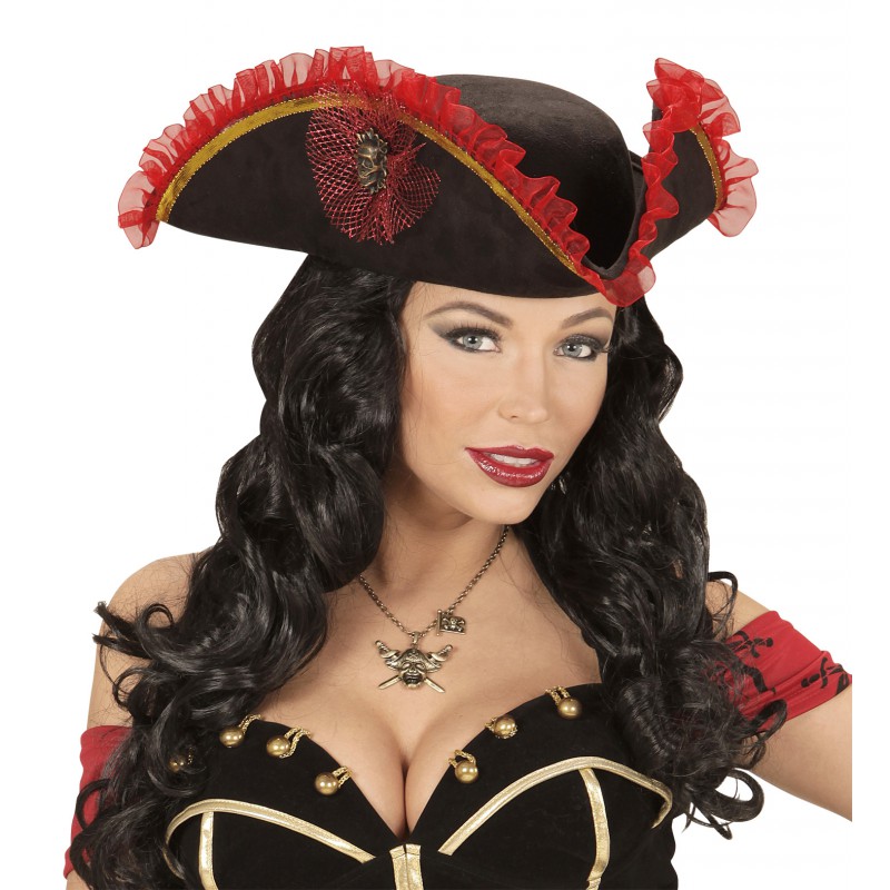 Sombrero de Pirata Disfraz Mujer Accesorio Lujo Piratas Sombrero Adultos  Nuevo 5020570336236