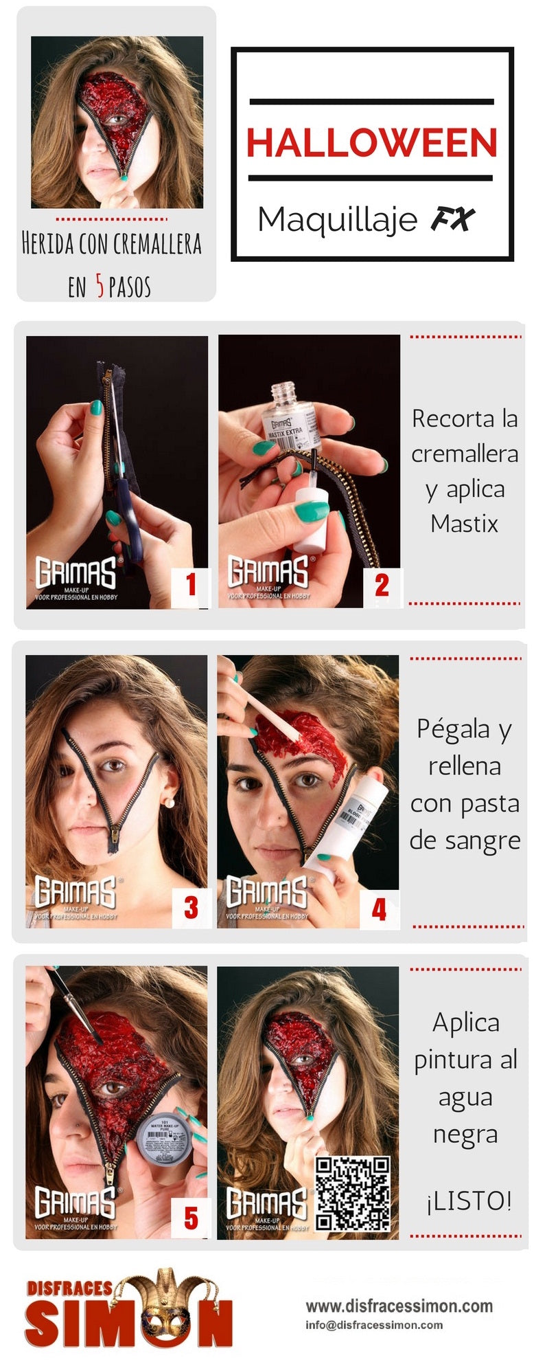 Tutorial maquillaje cremallera herida Tutorial maquillaje cremallera herida