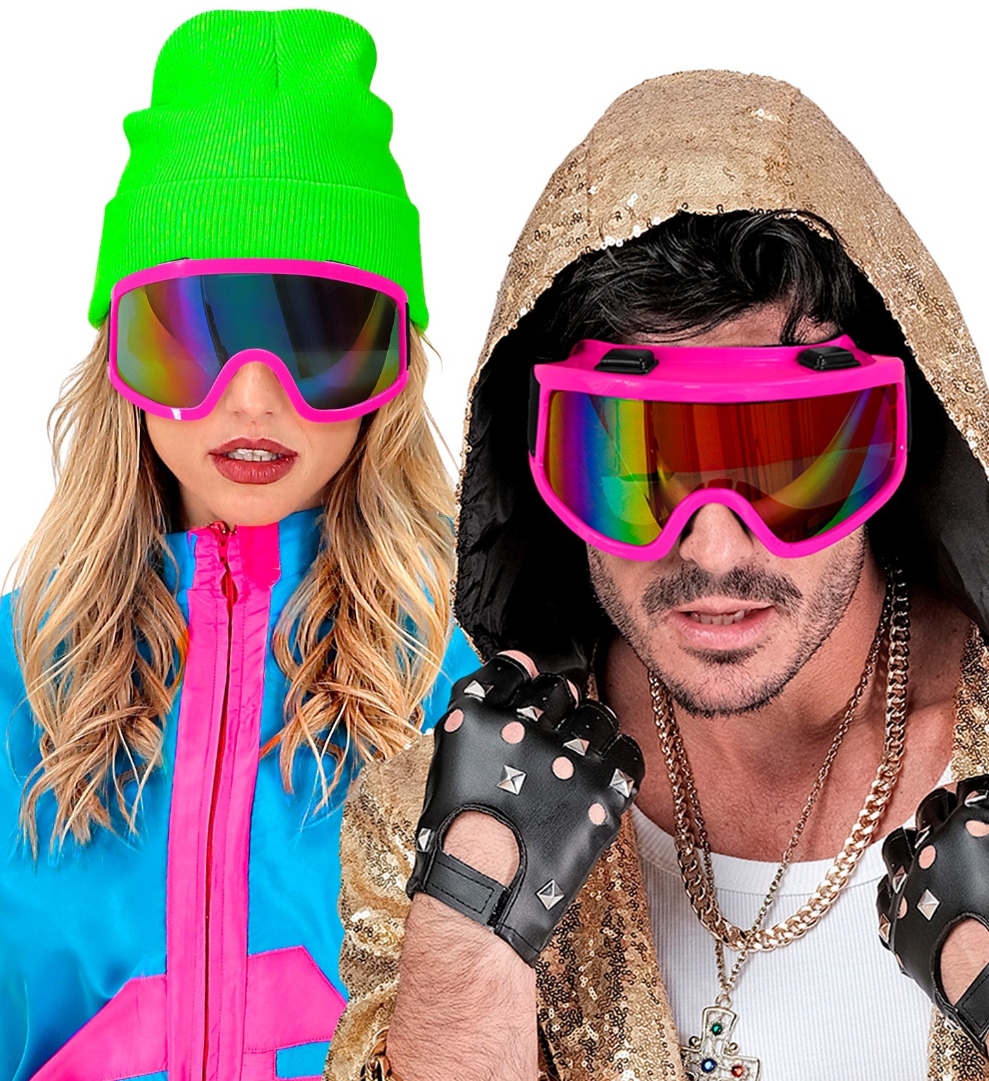 Gafas de Esquí o Snowboard Años 80 Rosa Neón Gafas Widmann
