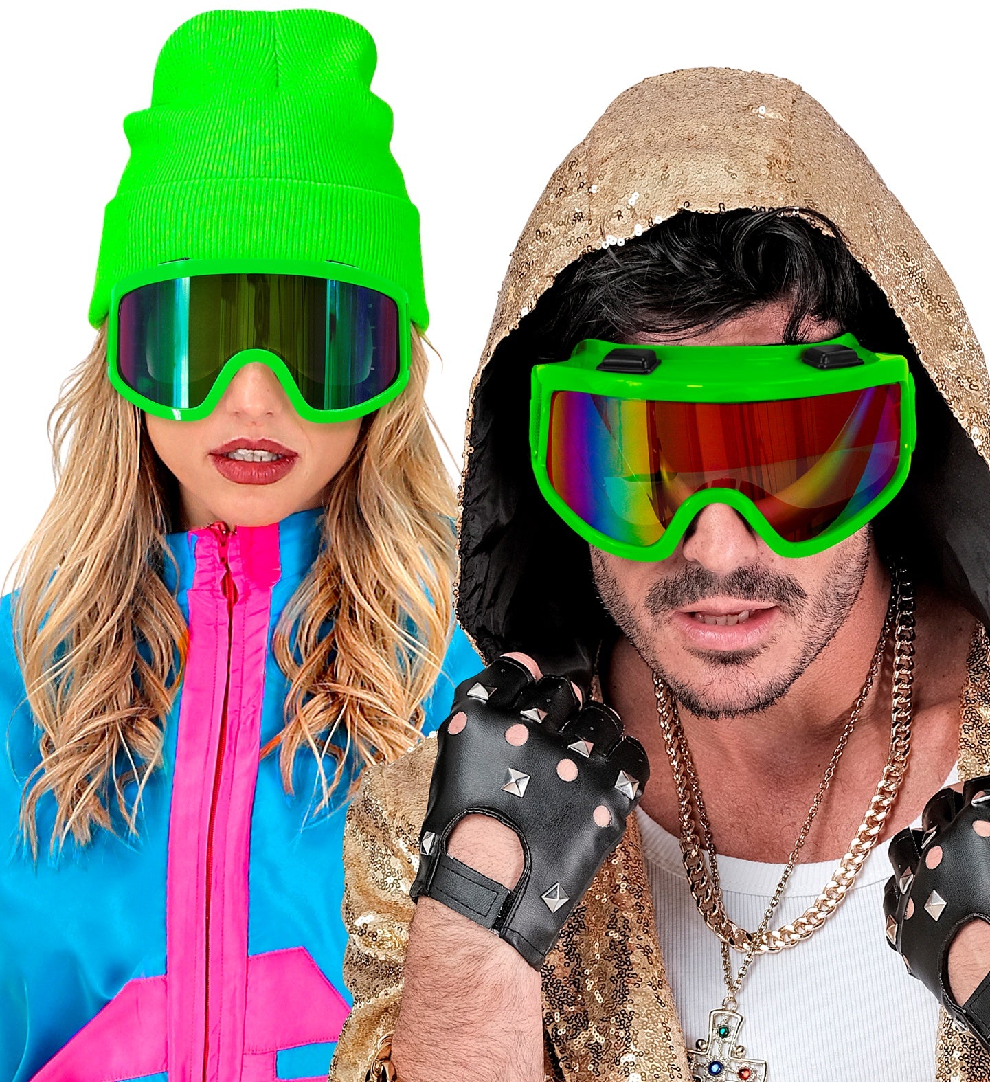 Gafas de Esquí o Snowboard Años 80 Verde Neón Gafas Widmann