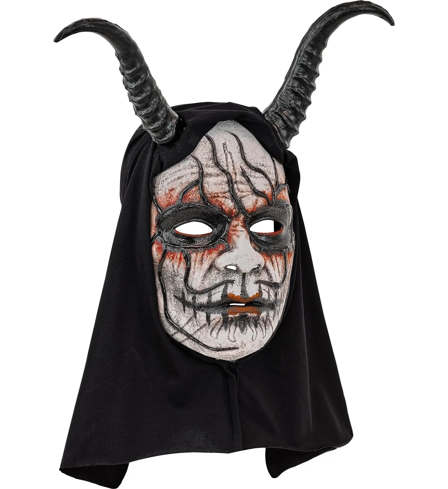 Máscara de Demonio con Capucha y Cuernos Demonios Widmann